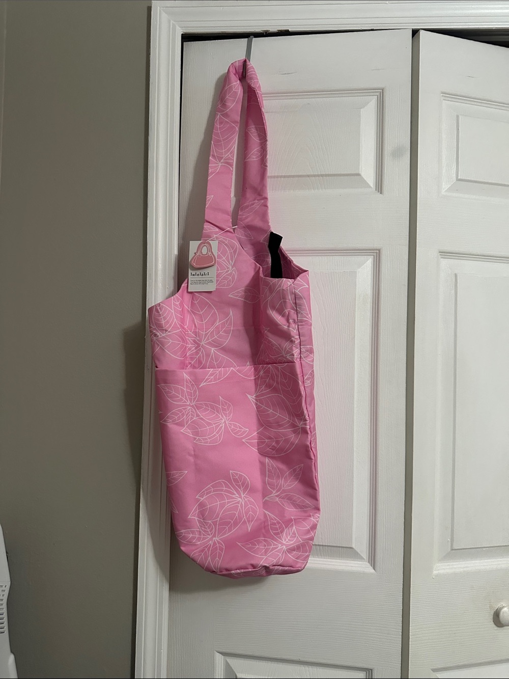 Pink with white Leaf-Print Yoga Mat Bag NWT